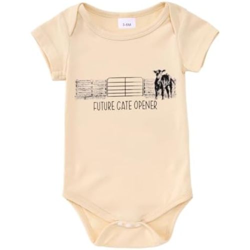 SOFEON Future Gate Opener Baby Onesie Newborn Farm Cow Bodysuit Romper Infant Boy Girl Cute Country One-Piece Clothes 0-18M
