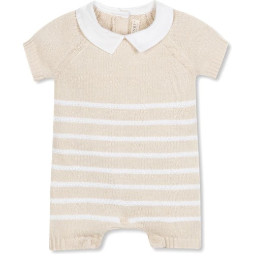 Baby Baby Organic Shortie Sweater Romper, Infant, 3-6M, Natural And White