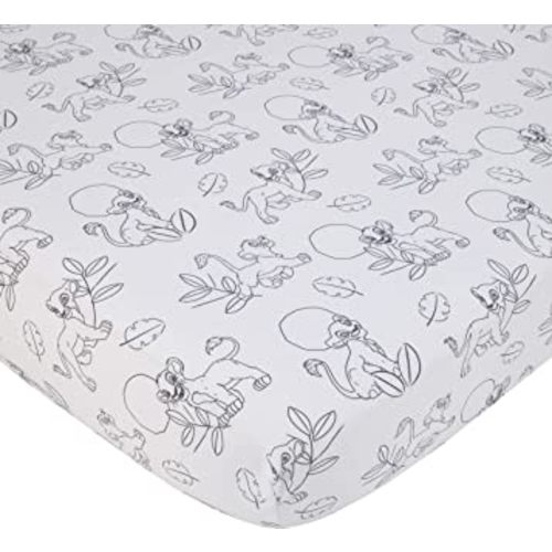 Disney Lion King Leader of The Pack Black & White Super Soft Fitted Crib Sheet, Black, White