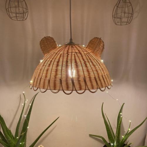 Rattan Cute Bear Chandelier &gt; Pendant Light &gt; Nursery Lamp &gt; Lighting Ceiling Light