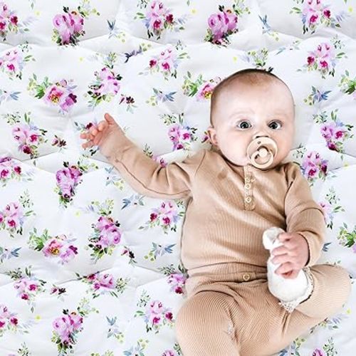 50" X 50" Baby Playpen Mat Fit for TODALE and Dripex Baby Playpen, One-Piece Crawling Mat Non Slip Cushioned Baby Mats for Playing 50x50 Inches, Floral