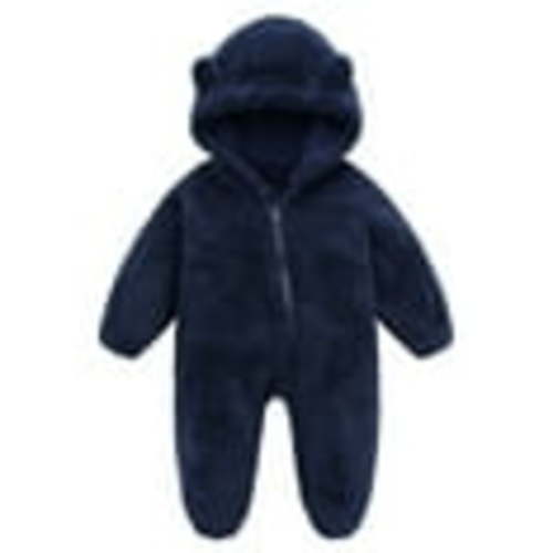 UMfun Newborn Baby Fleece Footie Snowsuit Winter Bunting Onesie Cartoon Warm Hooded Romper Jumpsuit Outfits For Girls Boys Navy,6-9 Months