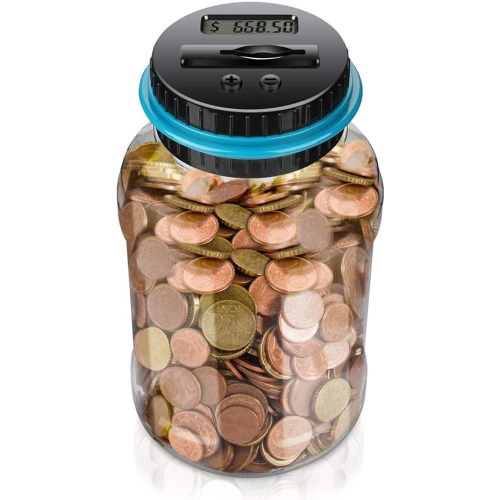 Digital Coin Bank Piggy Bank for Adults,Coin Counter with LCD,1.8L Large Money Saving Jar for Kids,Girls,Boys,As a Birthday Gift