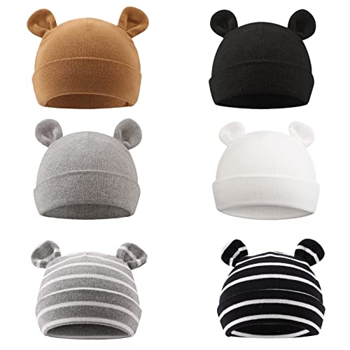 PESAAT Newborn Hospital Hat 0-12Months Preemie Boys Girls Beanie Solid Infant Baby Hats Autumn Winter
