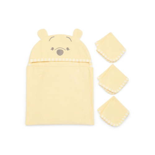 Disney Baby Wishes + Dreams Character Infant Baby Bath Set, Hooded Towel and 3 Washcloths, One Size