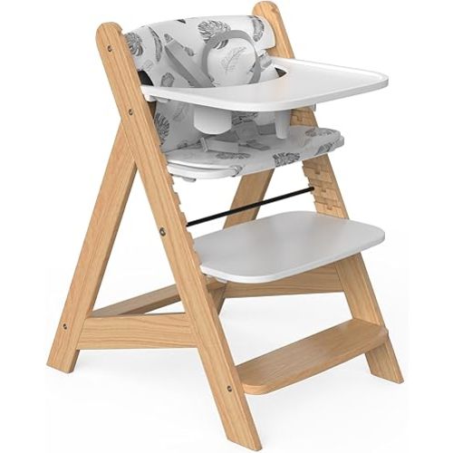 Wooden High Chair with Tray - Convertible Infant- Adjustable high Chair for Infants/Toddlers/for Babies 6-36 Months - Waterproof Natural Wood Ergonomic- Classic Design Natural