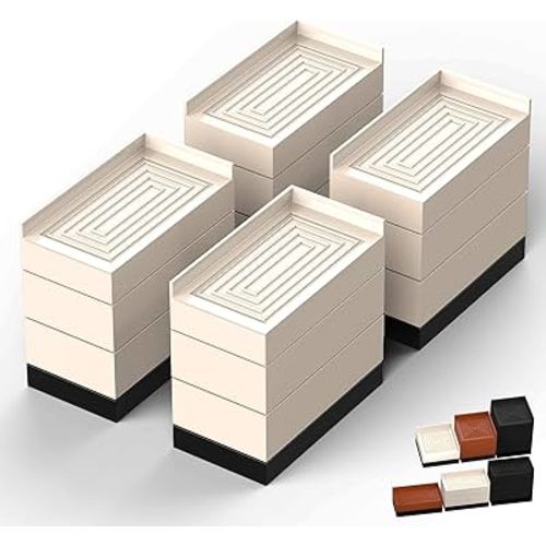 Furniture Risers, Tclouda Bed/Sofa/Desk/Table/Chair Leg/Fridge Lifts to 1.5, 3 and 4 in, Rectangle Adjustable Risers Blocks for Extenders, Heavy Duty Supports Up to 1300 Lbs, 4 in-Apricot-Rectangle