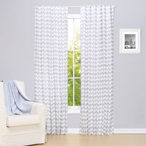 The Peanutshell™ Chevron 2-Pack 84-Inch 100% Blackout Window Curtain Panels in Grey