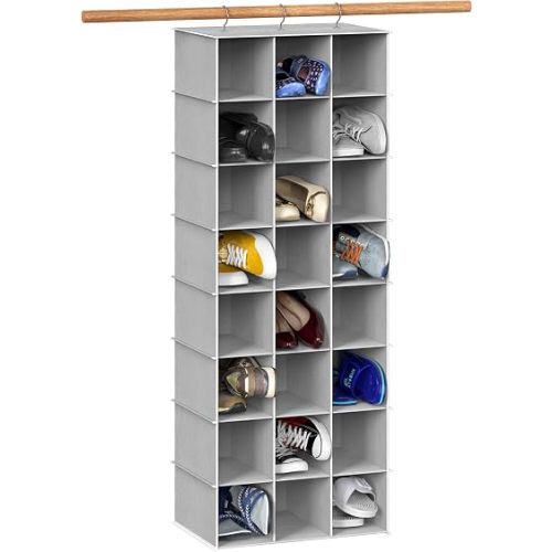 Simple Houseware 24 Section Shelves Hanging Shoes Organizer Holder for Closet, Gray