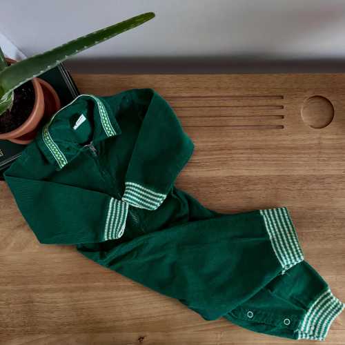 Vintage Green Corduroy Baby Romper