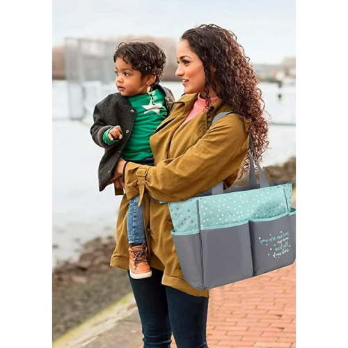 Baby Essentials Stars 5-Piece Diaper Bag Set - green/gray, one size