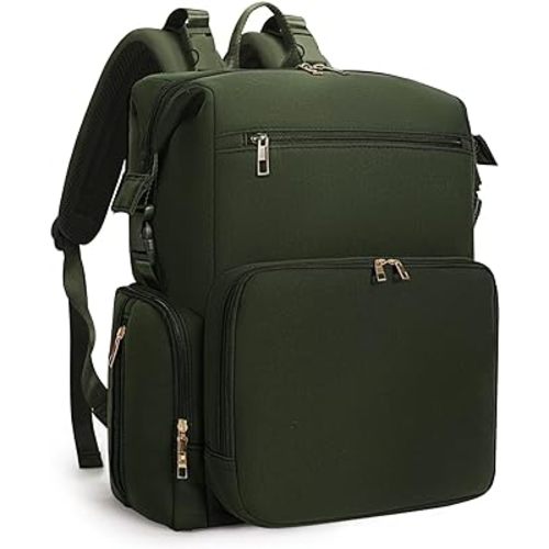 Neoprene Diaper Bag Backpack with Changing Pad, Large Newborn Baby Maternity Bags Travel Tote with Insulated Pockets (Army Green)
