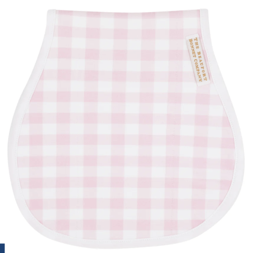 Oopsie Daisy Burp Cloth - Palm Beach Pink Gingham with Worth Avenue White