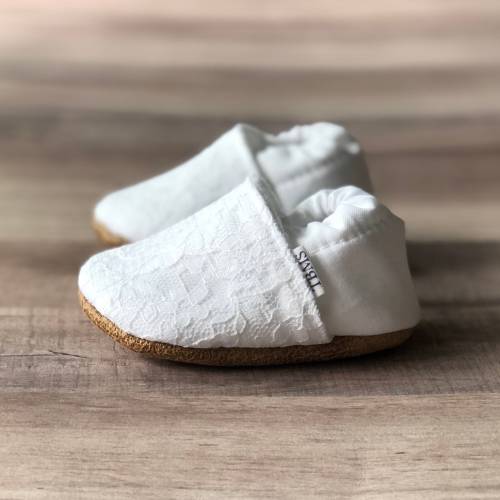 BUY 2, GET 1 FREE: Lacey White Baby Moccasins - White Baby Shoes - Baptism Slippers - Baby Blessing Booties - Baby Girl Shower Gift