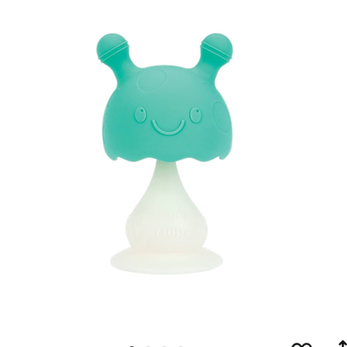 Nuby Super Soft Silicone Teether with Suction Base - Visually Stimulating and Easy to Grasp Toy for Baby Teething Relief - 3+ Months