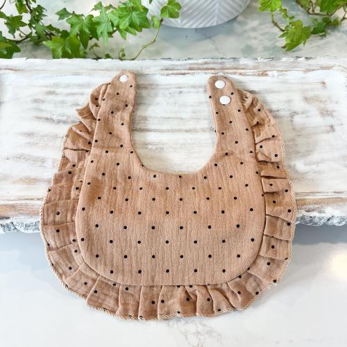 Patterned Ruffled Baby Bib, Cotton Baby Bib, Double Layered Muslin, Drool Bib, Bib For Babies, Polka Dot Pattern, Baby Accessories