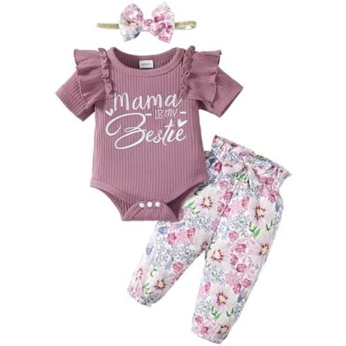 Infant Baby Girl Clothes Newborn Girl Outfit Long Sleeve Romper Pants Set Cute Baby Clothes for Girls Fall/Winter