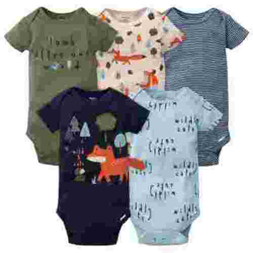 Gerber Onesies Brand Baby Boy Short Sleeve Bodysuits, 5 Pack, Sizes Newborn - 24 Months