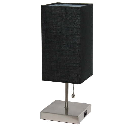 Petite Stick Lamp with USB Charging Port and Fabric Shade - Black