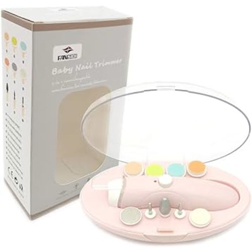 Rechargeable Baby Nail File, Fansidi Electric Baby Nail Trimmer for Newborn Infant or Toddler Toenail and Fingernail - Girls and Boys Accessory - Extra Replacement Pads Included (Pink)