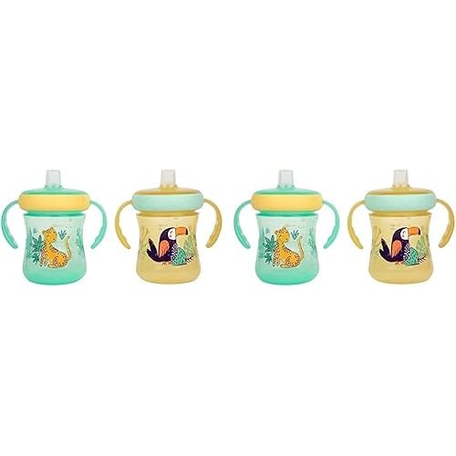 The First Years Soft Spout Trainer Toddler Cups - Leopard and Toucan -Jungle Themed Trainer Sippy Cups for Toddlers - 2 Count (Pack of 2)