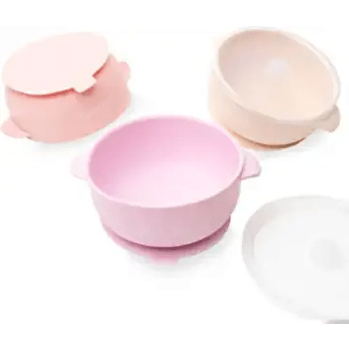 Ullabelle Silicone Baby Bowls with Lids | Toddler Food Storage Bowls Set (Pink)