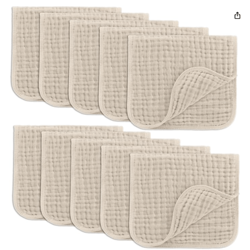 Comfy Cubs - Muslin Burp Cloths Large 100% Cotton Burp Cloths for Babies, 6 Layers Extra Absorbent and Soft, Baby Rags for Boys and Girls (Cream, 10 Pack, 20 x 10 Inch) : Amazon.sg: Baby Products
