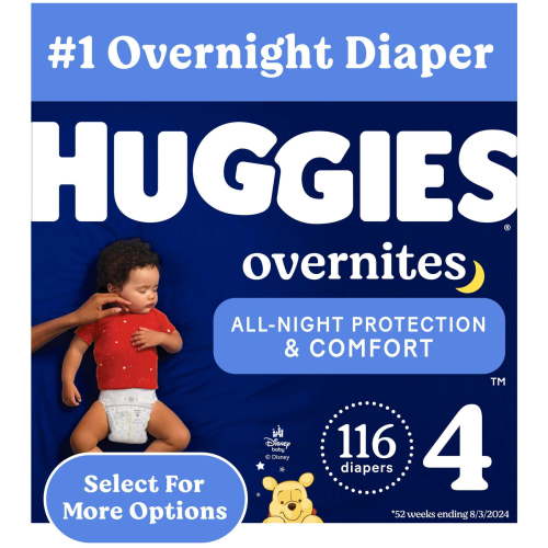 Huggies Overnites Nighttime Diapers, Size 4, 116 Ct, Perfect for Night Time