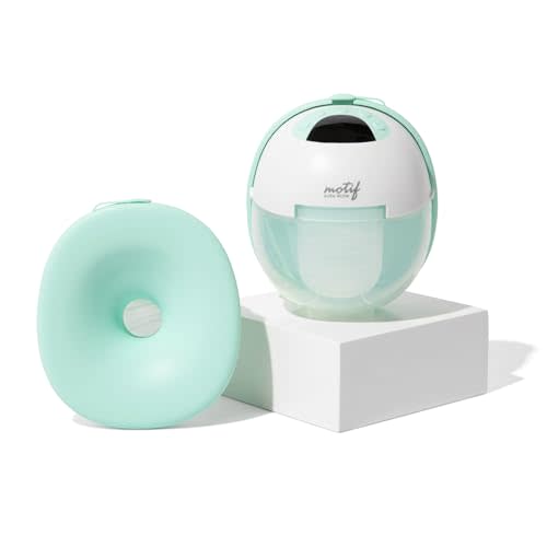 Motif Medical Aura Glow Hands-Free Breast Pump for Breastfeeding - Portable Breast Pump w/Inbuilt Nightlight & 2 Bra Strap Adjusters - Lightweight, Wireless Hospital Grade Pump w/ 5 Flange Sizes