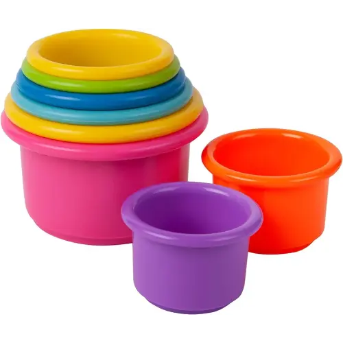 The First Years Stack & Count Stacking Cups - Colorful Baby Stacking Water Toys Set - Stackable Cups for Learning - Baby Bath Toys - Toddler Water Table Toys - 8 Count