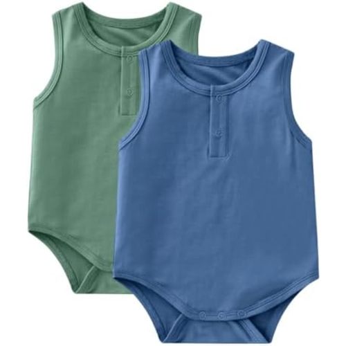 Baby Boys Girls Sleeveless Bodysuits, Rayon from Bamboo Rompers for Spring Summer