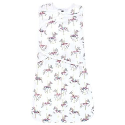 Hudson Baby Infant Girl Convertible Swaddle Sleep Sack, Carousel Horse, 0-3 Months