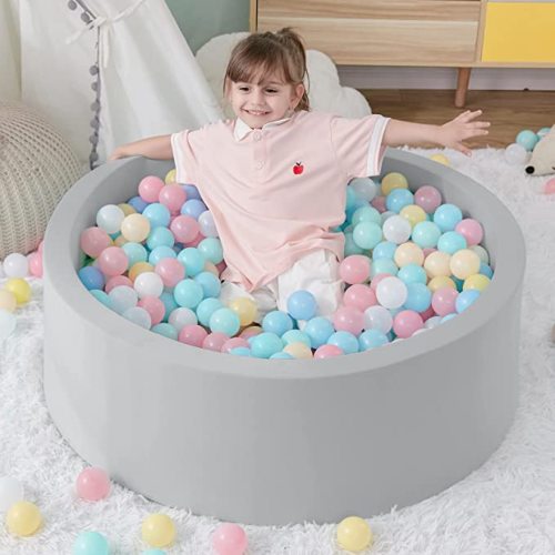 Foam Ball Pit, 35.4"x 11.8" Ball Pits for Toddlers, Soft Round Kiddie Baby Playpen Ball Pool for Kids, Ideal Gift for Babies Indoor and Outdoor Game, Balls not Included (Grey) - 90CM/35.43IN