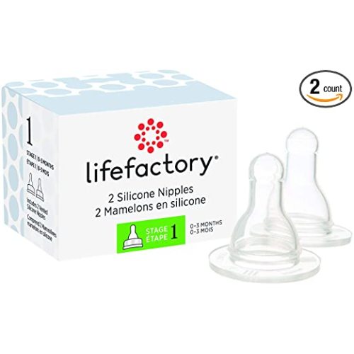Lifefactory Baby Bottle Nipple - 2-Pack - clear - Stage 1