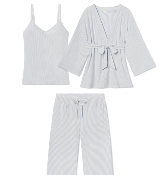 LAKE | Women | DreamModal® Pajamas | Salt Spray Pencil Stripe Maternity Kimono Bundle