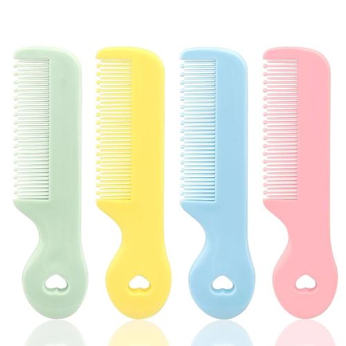 1 Pack Of 4 Round Colorful Tip Bristles Baby Cute Comb Baby Grooming For Sensitive Scalp Skin, for Nursery Newborn Infant Girl Boy Kids Comb Baby,Grooming and Healthcare Kits