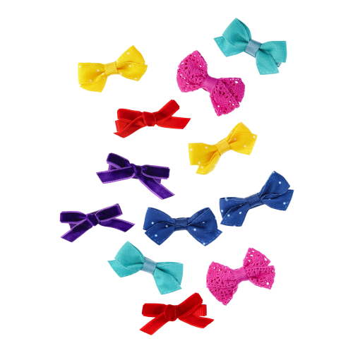 Wonder Nation Girls' Assorted Mini Bow Hair Clip Set, 12-Piece