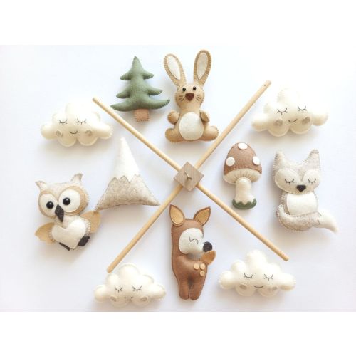 Baby Mobile "Forest Animals". Baby mobile, Baby shower gift, New baby gift, Felt animals toy, baby mobile woodland, forest mobile