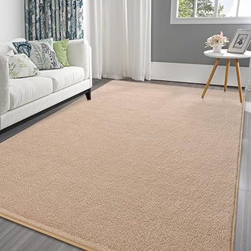 Pettop Area Rugs for Bedroom Living Room, 5x7 Beige Thickened Memory-Foam Indoor Carpets, Modern Aesthetic Minimalist Super Soft Comfy Carpet for Boys Girls Adults Room Dorm Home Decor