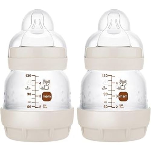 MAM Easy Start Anti-Colic Baby Bottle, Slow Flow, Breastfeeding-Like Silicone Nipple Bottle, Reduces Colic, Gas, & Reflux, Easy-to-Clean, BPA-Free, Vented Baby Bottles for Newborns, 0-3 Months