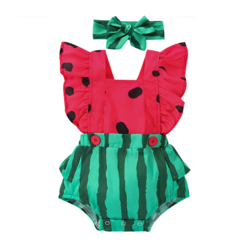 SWEET WATERMELON Romper with Headband - Hazel & Bo