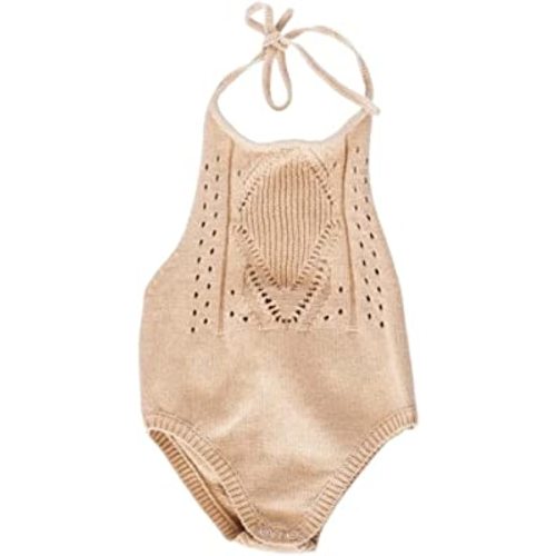 Bailey's Blossoms Drake Crochet Halter Tie Romper With Snap Closure