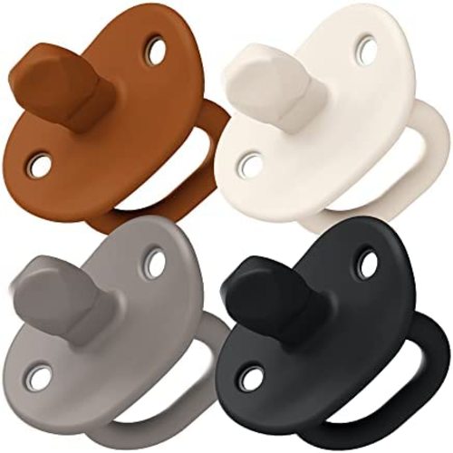 Boon JEWL Biometric Stage 1 Orthodontic Pacifier — 4 Count — 0+ Months — Neutral — Silicone Baby Pacifier with Soothing Gem Shaped Nipple — Baby Essentials