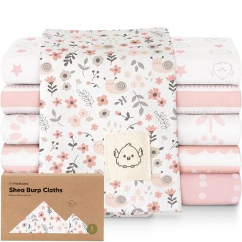 6pk Shea Baby Burp Cloths for Baby Boys and Girls, Organic Burping Cloths for Babies, Newborn (Sweet Charm)