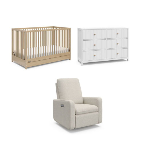 Graco Teddi 5-In-1 Convertible Crib With Drawer, 6 Drawer Dresser, And Power Recliner 3-Piece Collection Nursery Set & Reviews | Wayfair