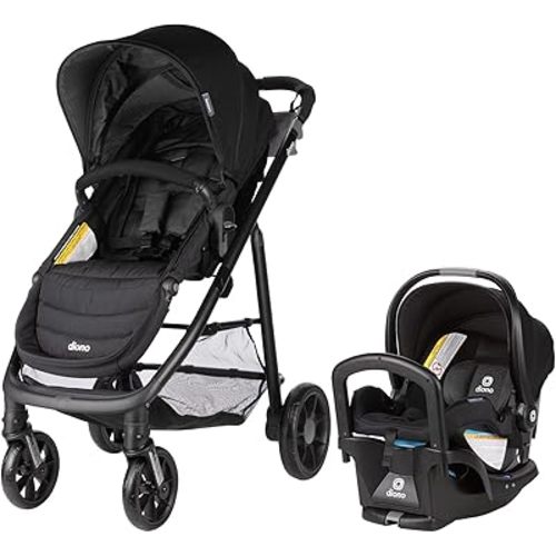 Diono Quantum 4 3-in-1 Travel System with LiteClik 30 R SafePlus Infant Car Seat and Base, Rear-Facing for Infants 4-30lbs, Includes Infant Car Seat Folding Stroller and Toddler Seat (Black Jet)
