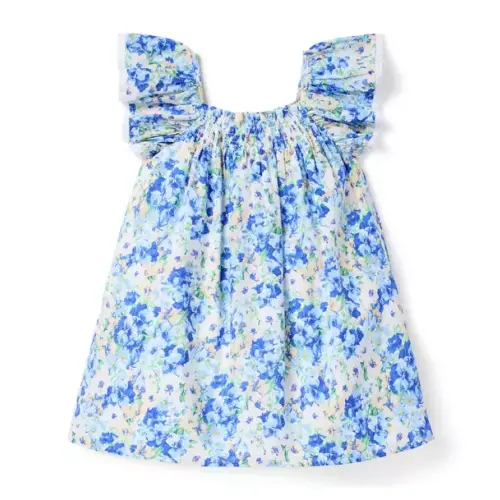 Girl Blue Dream Floral Floral Flutter Sleeve Smocked Dress by Janie and Jack