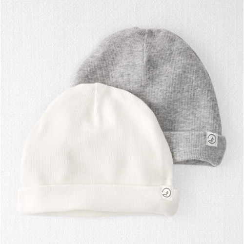 Baby 2-Pack Organic Cotton Rib Caps