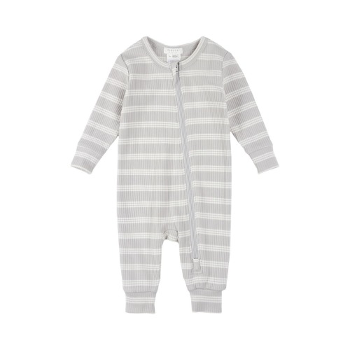 Lunar Rock Stripe Rib Fitted One-Piece Pajamas, 0-3M