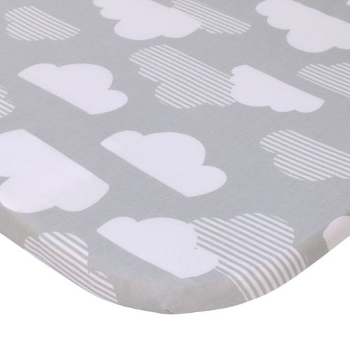 NoJo Skip Hop Cozy-Up 2-in-1 Bedside Sleeper Grey and White Clouds 100% Cotton Fitted Bassinet Sheet